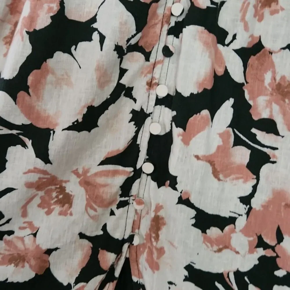 Abercrombie & Fitch Linen Blend Sleeveless Maxi Dress, Multicolor Floral, Size M